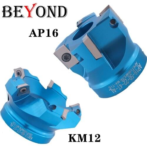 BEYOND 1Pcs KM12 45 Degree Face Milling Cutter Head AP16 50 63mm Aluminum Cutter Head High Speed Quality Precision