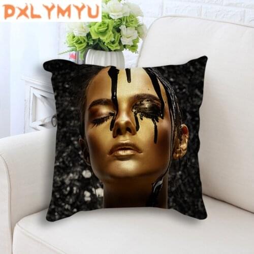 Abstract Black Nordic Linen Pillowcase Woman Face Portrait Posters Print Cushion Cover for Sofa Throw Pillow Case 45x45cm