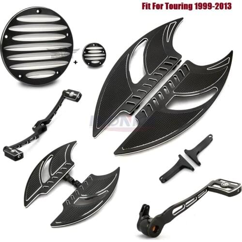 Black Tomahawk floorboards passenger pegs Brake shifter levers Derby timer cover Fit For harley 2008-2013 Street Glide FLHX 2010