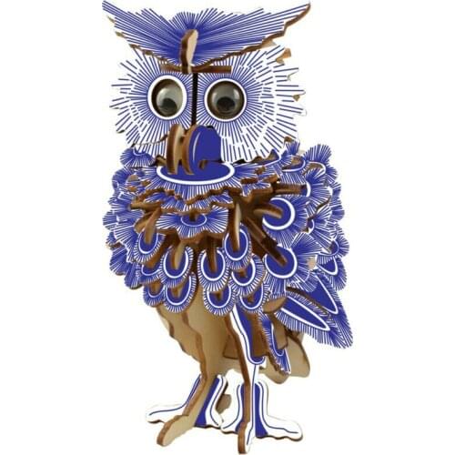 3D Owl Wooden Puzzle Jigsaw Wood Craft Modelling Toy Kit Kids DIY Educational Toy Handicrafts New Year Xmas Gift for Boys girls
