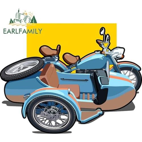 EARLFAMILY 13cm x 8.8cm for Sidecar Vinyl Car Stickers Personality Motorcycle Car Door Laptop Fine Camper Waterproof Decal