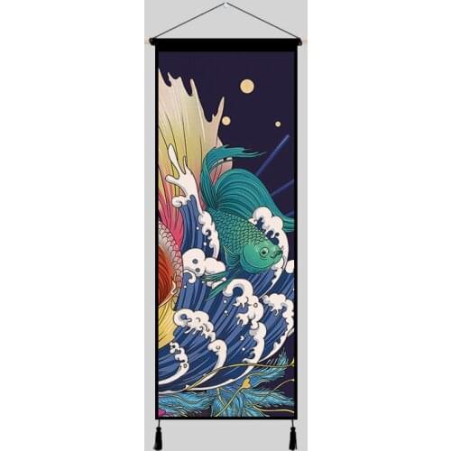 Canvas Art Painting Scroll Painting Hanger Print Pictures Japanese Ukiyoe Wall Art Posters Living Room Decoration Wall Tapestry