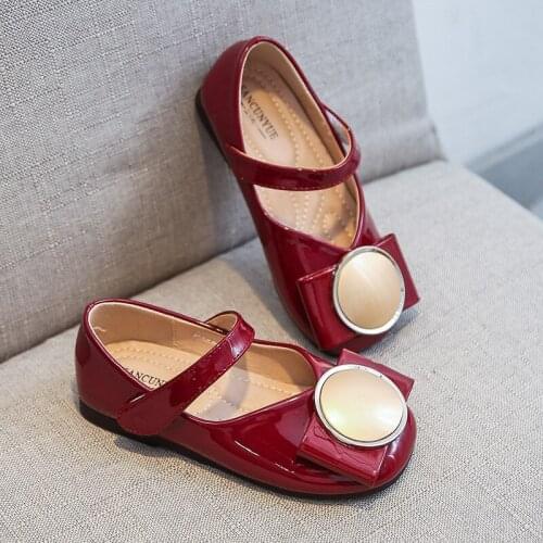 Girls' Leather Shoes 2020 Spring and Autumn New Girl Flat Cute Korean-Style round Buckle Hook and Loop Princess Shoes Fashion
