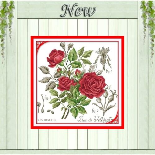 Red rose flower home decor painting counted printed on canvas DMC 14CT 11CT Chinese Cross Stitch Needlework Sets Embroidery kits