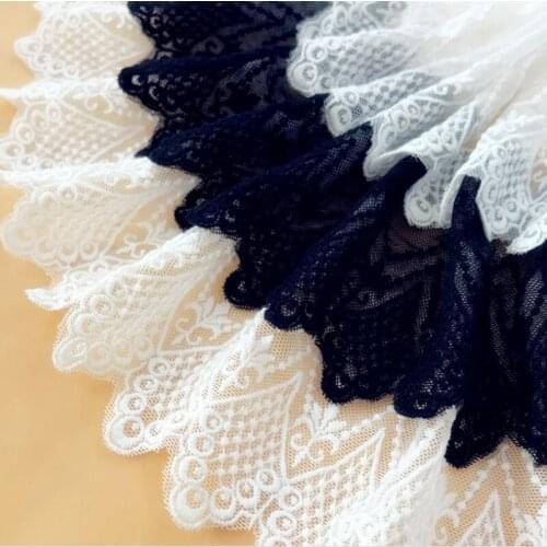 3Yards) Width 9.5cm Off White Black 100% Cotton Embroidered Lace Fabrics Womens Clothing DIY Lace Trim Free Shipping