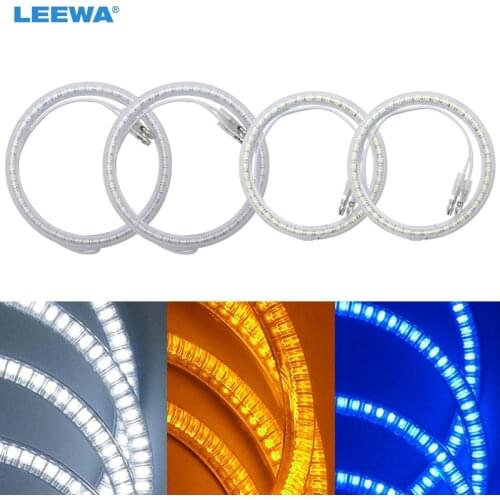 LEEWA 2X85mm 2X100mm 4pcs/Set Car LED Halo Rings Angel Eyes DRL Head Lamp For VOLKSWAGEN PASSAT White/Blue/Yellow #CA3877