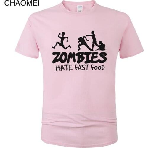 2019 New Zombies Hate Fast Food Swag Funny T Shirt Mens Fashion Cotton Short Sleeve Print T-shirt Harajuku Tops Tees C29