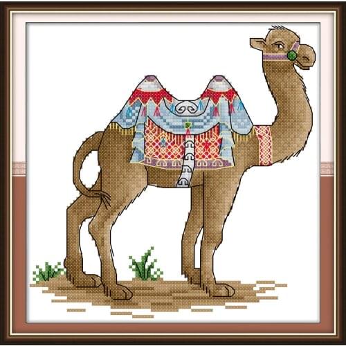 NKF The Camel Animal Cross Stitch Kits 11CT 14CT Chinese Cross Stitch Pattern Embroidery Needlework Set for Home Decor