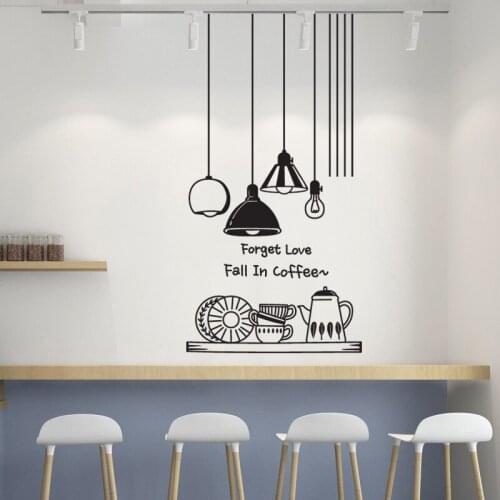 Coffee Shop Sticker Decal Cafe Cup Vinyl Art Wall Decals Decor Decoration Break Coffee Glass Decals CAFE1020