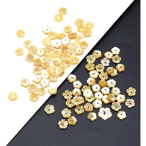 2021New Natural SeaWater Flower-shaped Golden Shell Pendant 8/10mm Beads Crafts Making DIY Necklace Bracelet Anklet Jewelry5PCS