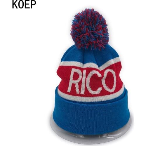 KOEP New RICO PUERTO Beanies Knit Cap Couple Winter Caps Skullies Bonnet Winter Hats For Men Women Beanie Ski Sports Warm Caps