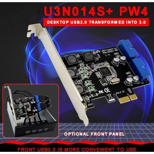 POHIKS 1pc High Quality PCI-E to USB 3.0 Riser Card Durable Front 19/20pin Interface Expansion Adapter Cards For WinXP/7/8/8.1