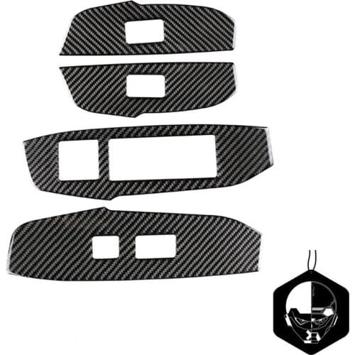 4Pcs Carbon Fiber Window Control Switch Dust-proof Self-adhesive Covers Trim for LEXUS NX 200 200T 300H 14-21 Right Drive