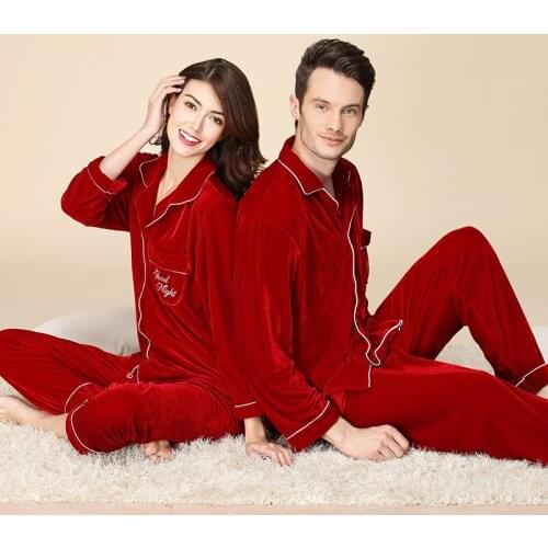 Lovers Pajamas Ladies Golden Velvet Autumn And Winter Long-Sleeved Korean Version Loose-Fitting Two Suit MenS Homewear Пижам
