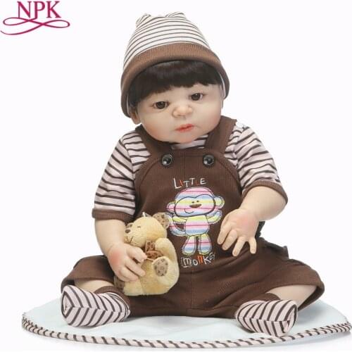 NPK 56cm full Body Silicone Reborn Baby boy Dolls Toy Play House Lifelike Newborn Sleeping Babies Reborn Doll bebe soft