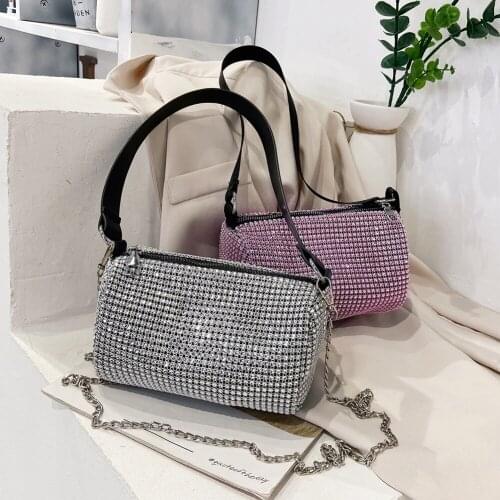 Casual All-match Squins Glittering Chain Shoulder Underarm Bags Women Pure Color Crossbody Messenger Bag Fashion Ladies Handbags