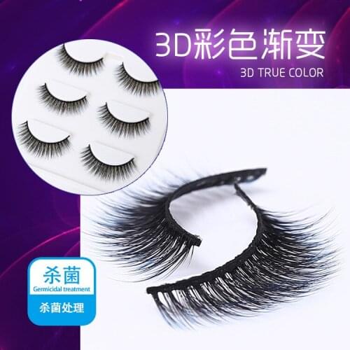 LX-05 3 Pairs Faux Mink Hair Colorful Eyelashes 3D Mix Colors Gradient Color False Eyelash Extensions
