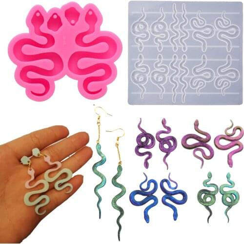 DIY Snake Shape Silicone Mold Crystal Epoxy Resin Clay Mold for Earrings Keychain Making Jewelry Accessories Craft Casting Mould
