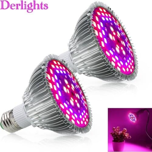 2pcs/Lot 50W Led Grow Light Full Spectrum E27 Led Plant Lamp Red Blue UV IR Hydroponics Growth Bulb For Indoor Plants Seedling