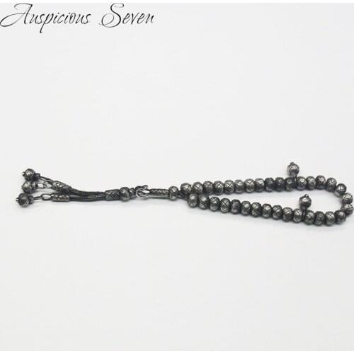 Tesbih hand knitted 1000 silver Prayer muslim 33 beads Tesbih /Retro black /TSR-01