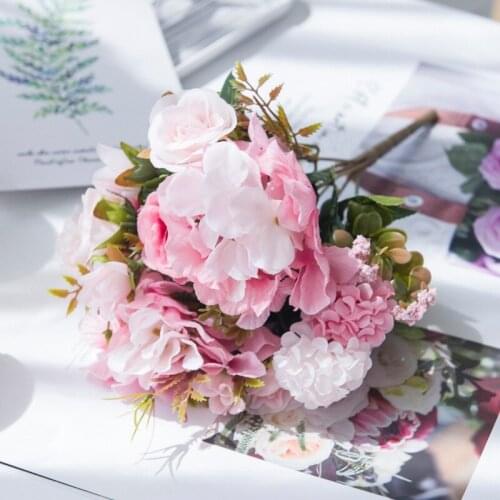 Decoration Decoration noel Deco Rose Hydrangea Carnation Wedding Simulation Artificial Handmade Flower Plant Silk Flower
