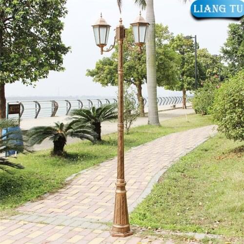 Double Arms Landscape Lights Outdoor Vintage Garden Street Light Led High Pole Garden Waterproof Gate Lamp high-pole lamp