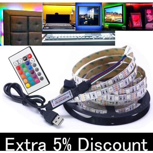 5V USB Cable 5m 4m 3m 2m rgb LED Strip waterproof TV Backlight Lighting LED Light Warm Cool White Desktop Screen Decoration lamp
