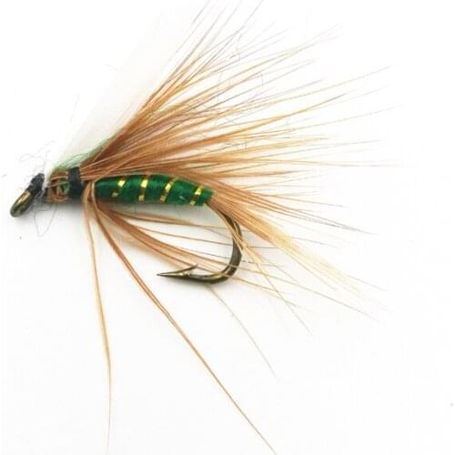 Shared With Fish 5pcs\lot Green Quill Dry Fly May fly Nymph for Fly Fishing Trout Size 10