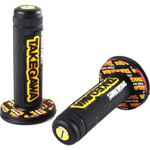 High Quality Black Yellow hang Grips TAKEGAWA Motorcycle Dirt Pit Bike Motorbike Motocross 7/8" Handlebar Rubber Gel Hand Grips
