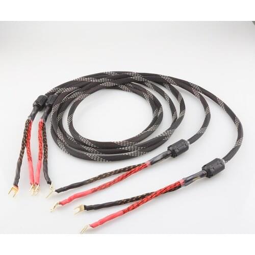 High Quality One Pair Audiocrast HIFI speaker cable HI-End amplifier 4N OFC speaker cable with Banana plug