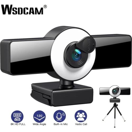 Wsdcam 2K 4K 8K Webcam Computer PC WebCamera with Microphone 3 Color Modes Cam for Live Broadcast Video Calling Conference Work