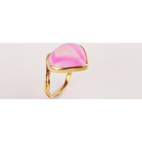 UM US JEWELRY Pink Quartz Stone Gold Plated 925 Sterling Silver Women 'S Ring