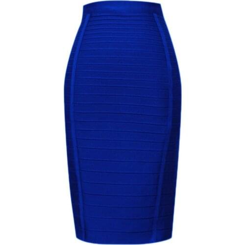 Blue 2020 womens elastic newest sexy rayon knee length bandage pencil skirt