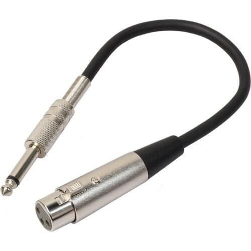 1Pc 3 Pin XLR Female to 1/4 6.35mm Mono Jack Male Plug TRS Audio Cable Mic Adapter