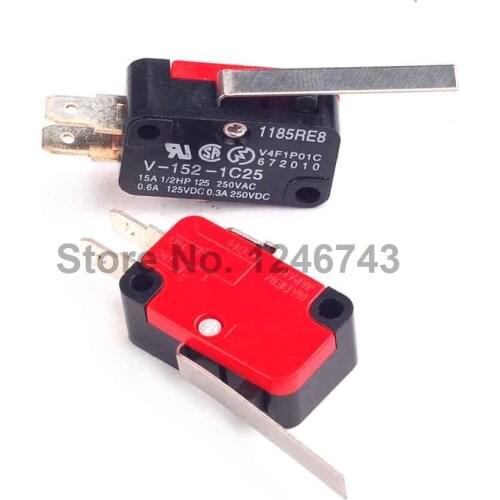 10PCS V-152-1C25 SPDT 1NO 1NC 3Pin Short Straight Hinge Lever Limit Micro Switch