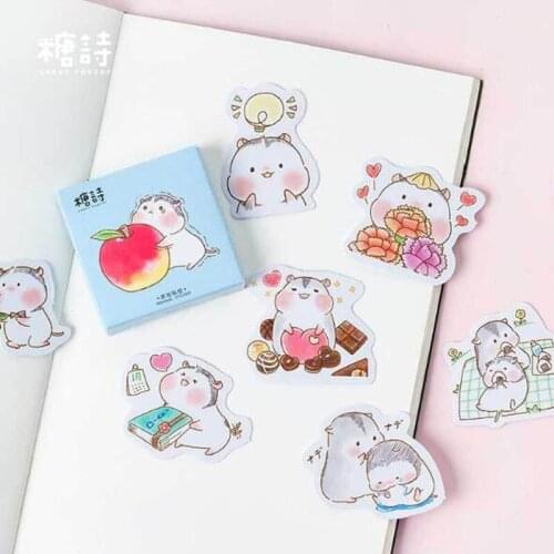 45 Pcs/Box Cute Cartoon Animal Hamster Baby Paper Sticker Kawaii Decoration DIY Album Diary Scrapbooking Label Stickers