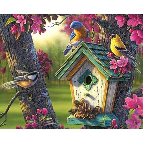 DIY Diamond Art Painting Bird Full Drill Round Diamond Embroidery Picture Rhinestone Diamond Mosaic Cartoon Home Decor