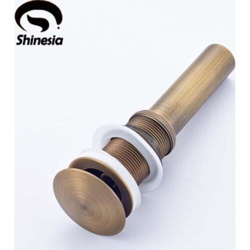 Antique Brass Bathroom Pop Up Drain Basin Tap Sink Drain Waste Without Overflow