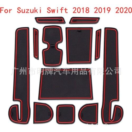 Car Door Mat Rubber Mat Interior Cup Cushion Dust Mat Lnterior Anti Slip Gate Slot Mat For Suzuki Swift 2018 2019 2020 Styling