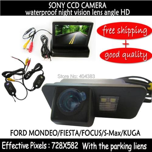 Wireless Color CCD Car Chip Rear View Camera for FORD MONDEO/FIESTA/FOCUS HATCHBACK/S-Max/KUGA + 4.3 Inch foldable LCD Monitor