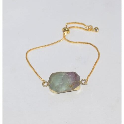 Fashion Jewelry Raw Irregular Rainbow Fluorite charm bracelet femme 2019 natural stone bracelet for women gift