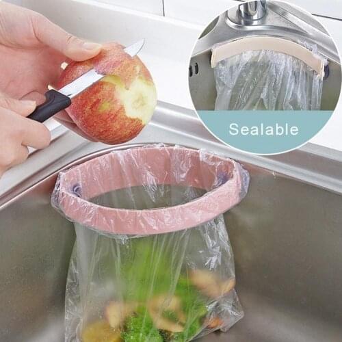 Kitchen Garbage Bag Holder Clip Suction Cup Close Up Trash Pouch Rack Hanger Food Containers Storage Holders Kitchen Tools