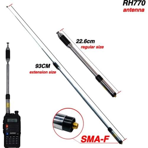 RH770 Gain Antenna Dual-Band Telescopic Antenna Two Way Radio Antenna For BAOFENG UV-9R Plus UV5R UV82 BF888S Walkie Talkie