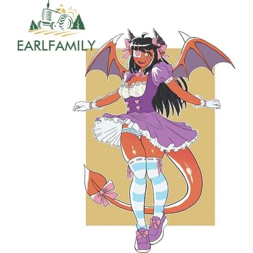 EARLFAMILY 13cm x 9.2cm for Friendly Demon Maid Car Stickers Vinyl Cute Decals Waterproof Surfboard Trunk Laptop Decor Car Goods