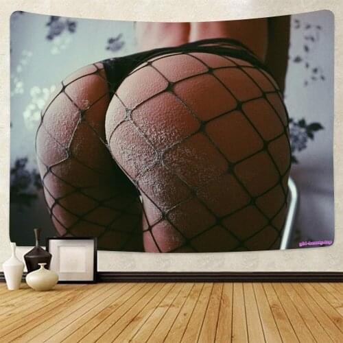 Sexy Buttocks Tapestry Cute Butt Lace Grid Pants Naked Underpants Wall Hanging for Night Club KTV Bedroom Living Room Decor