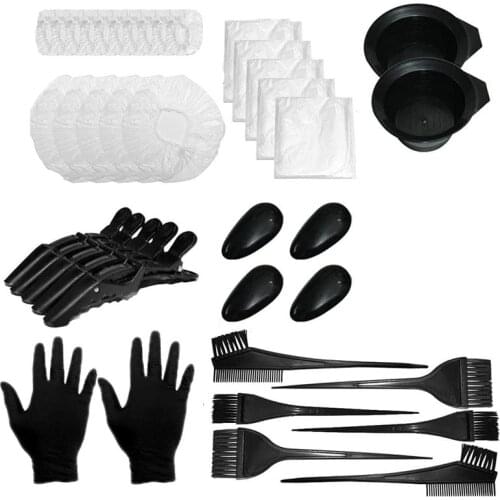 Hair Dyeing Tool Set Disposable Earmuffs Shawl Shower Cap Alligator Clip Baked Oil Bowl Comb Brush Hair Dyeing Gloves