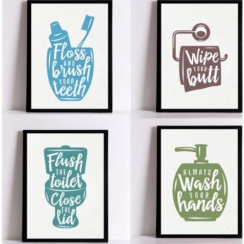 Modern Bathroom Letters Posters Prints Canvas Painting Wash Your Hands Quotes Wall Art Decoration For The House Funny Pictures