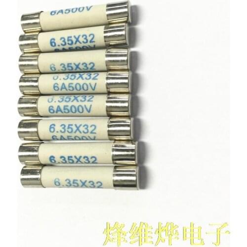 Ceramic fuse 6.35 * 32 10A 500V 6.35 * 32 fuse Insurance 200 / box
