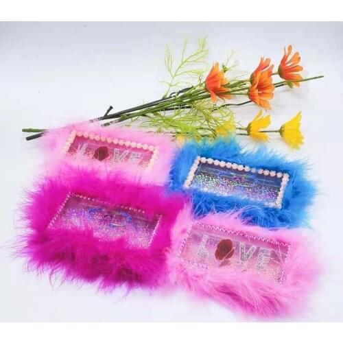 Pink Eyelash Packaging Wholesale 8 Color Rectangle Lashes Case Feather Diamond Lash Boxes Bulk 25mm Mink Lashes Packaging Box