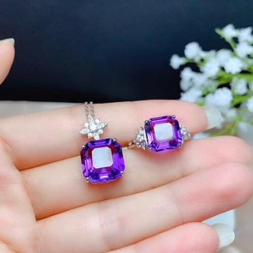 The latest design natural amethyst citrine suit 925 sterling silver new craft 925 silver does not change color